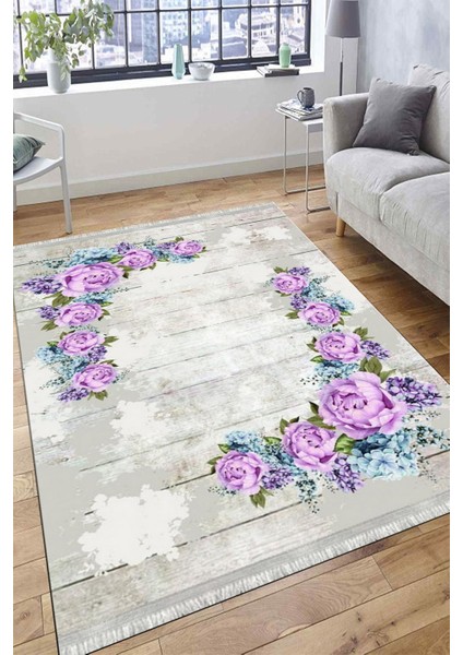 Yıkanabilir Çiçek Desenli Halı Kilim Kaymaz Tabanlı Yolluk Dot Tabanlı Halı 2131A modelleri