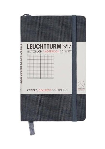 LEUCHTTURM1917 Limited Edition Kumaş Kapak Siyah Bantlı A6 Kareli Defter Anthracite 338296