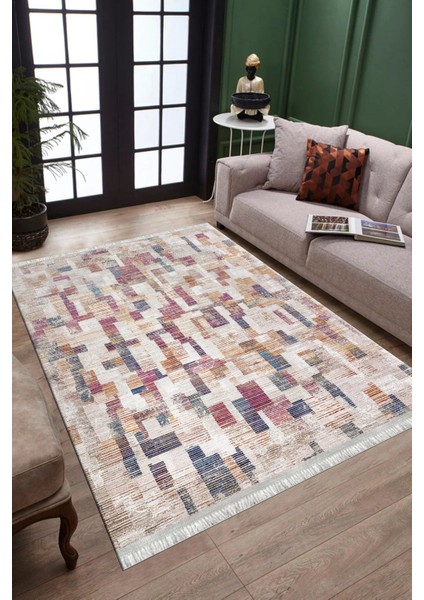 Modern Kaymaz Halı Makinede Yıkanabilir Kilim Kaymaz Taban Halı Dot Tabanlı Halı 6073A