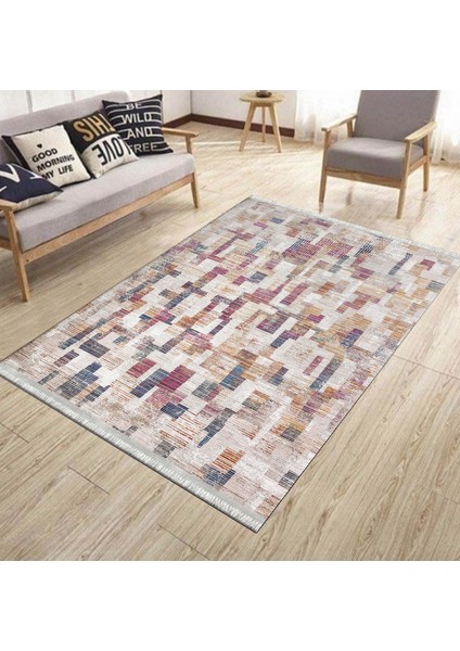 Modern Kaymaz Halı Makinede Yıkanabilir Kilim Kaymaz Taban Halı Dot Tabanlı Halı 6073A
