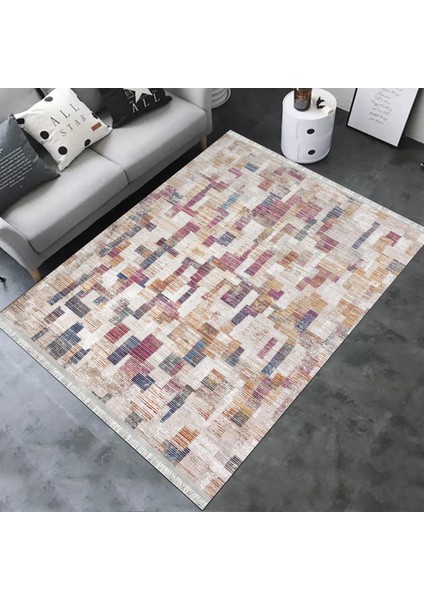 Modern Kaymaz Halı Makinede Yıkanabilir Kilim Kaymaz Taban Halı Dot Tabanlı Halı 6073A