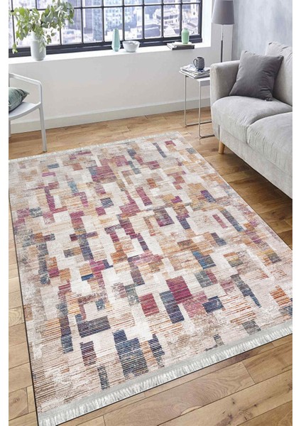 Modern Kaymaz Halı Makinede Yıkanabilir Kilim Kaymaz Taban Halı Dot Tabanlı Halı 6073A