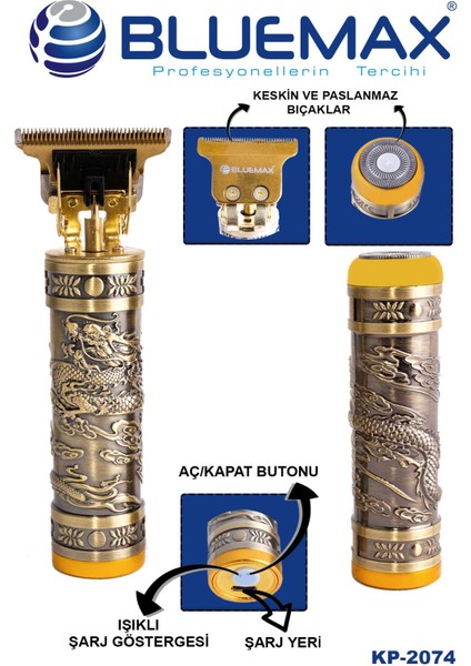 Şarjlı Islak ve Kuru Tıraş Makinesi, LCD Ekran, Kablosuz, Su Geçirmez, Profesyonel fiyatları