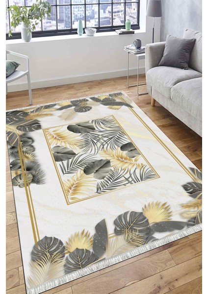 Modern Desenli Yıkanabilir Halı Kilim Kaymaz Tabanlı Yolluk Dot Tabanlı Halı 2198A