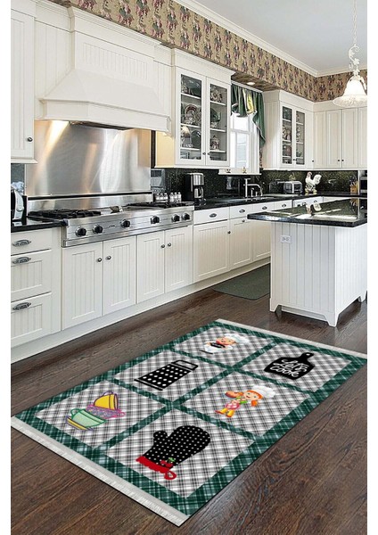 Mutfak Halısı Yıkanabilir Kilim Kaymaz Tabanlı Halı Dijital Baskı Dot Tabanlı Mutfak Halısı 9022A