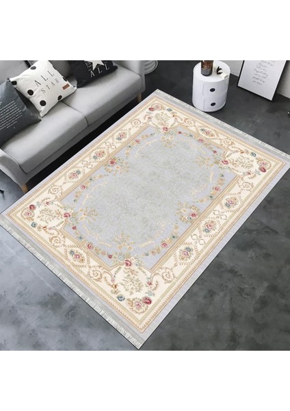 Vintage Desenli Floral Halı Yıkanabilir Kilim Kaymaz Tabanlı Yolluk Dot Tabanlı Halı 2101B modelleri