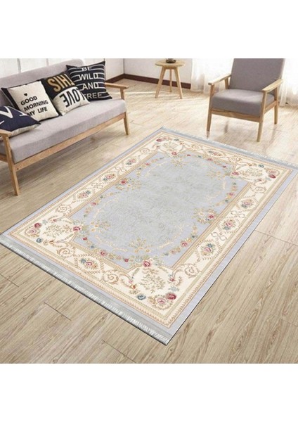 Vintage Desenli Floral Halı Yıkanabilir Kilim Kaymaz Tabanlı Yolluk Dot Tabanlı Halı 2101B fırsatları