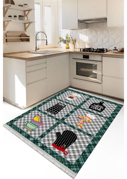 Mutfak Halısı Yıkanabilir Kilim Kaymaz Tabanlı Halı Dijital Baskı Dot Tabanlı Mutfak Halısı 9022A modelleri