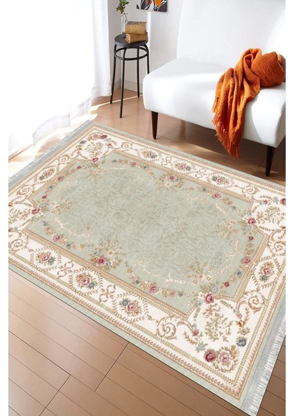 Vintage Desenli Floral Halı Yıkanabilir Kilim Kaymaz Tabanlı Yolluk Dot Tabanlı Halı 2098B fırsatları