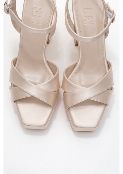 Yulia Bej Saten Çapraz Bantlı Kadın Platform Topuklu Ayakkabı fiyatları