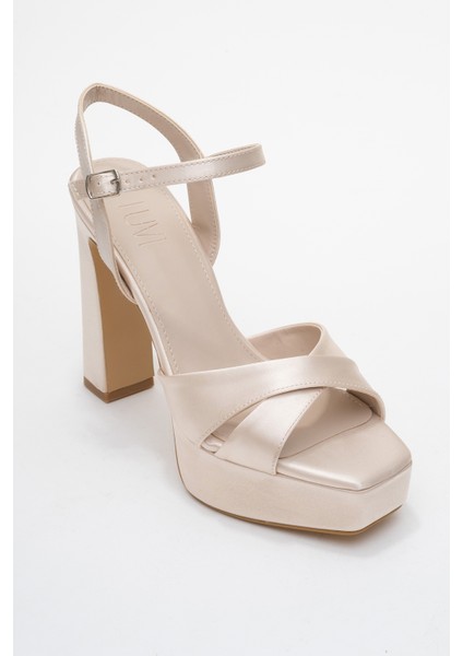 Yulia Bej Saten Çapraz Bantlı Kadın Platform Topuklu Ayakkabı modelleri
