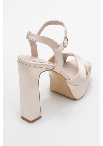 Yulia Bej Saten Çapraz Bantlı Kadın Platform Topuklu Ayakkabı indirimleri