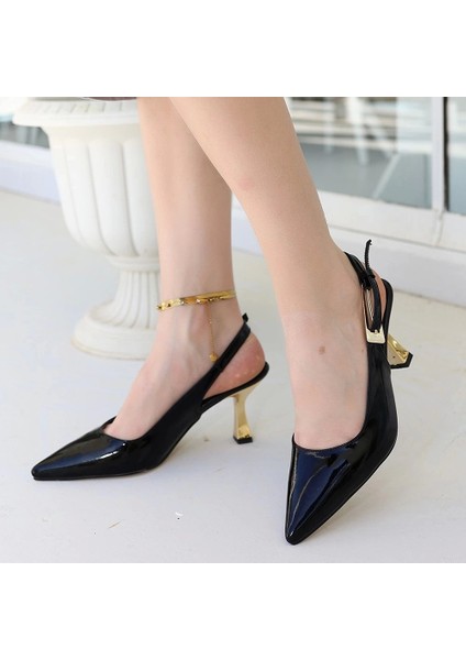 Zalin Siyah Rugan Topuklu Ayakkabı fırsatları
