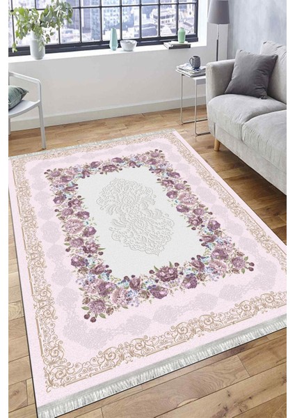 Floral Detaylı Halı Yıkanabilir Halı Kilim Kaymaz Tabanlı Yolluk Dot Tabanlı Halı 2182A modelleri