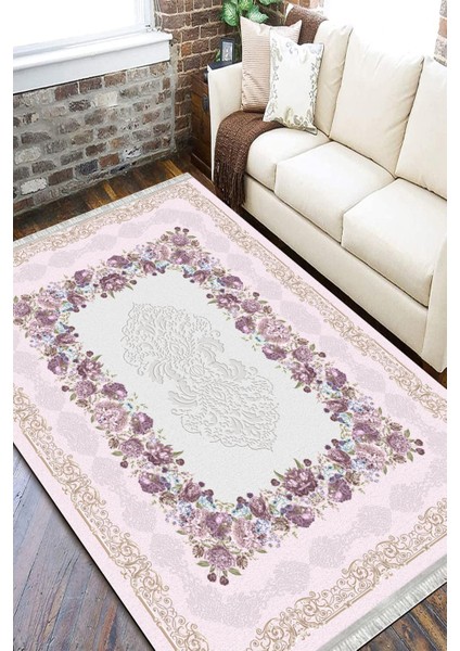 Floral Detaylı Halı Yıkanabilir Halı Kilim Kaymaz Tabanlı Yolluk Dot Tabanlı Halı 2182A fırsatları