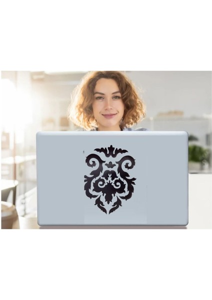 Defter Sticker,laptop Sticker Siyah Çiçekli Pvc 48X33X0,5CM