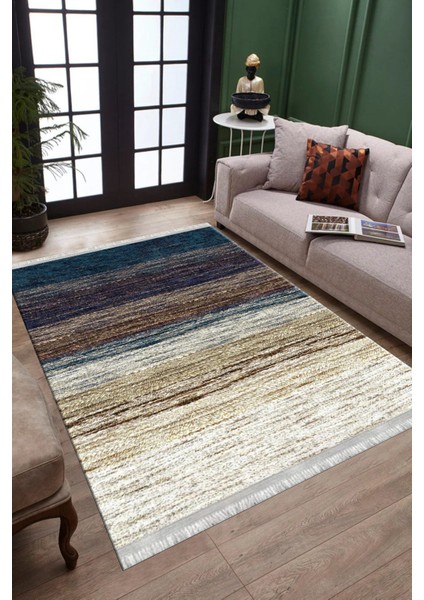 Geçişli Modern Halı Kaymaz Taban Makinede Yıkanabilir Kilim Dot Tabanlı Salon Halısı 0027A