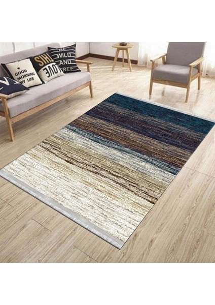 Geçişli Modern Halı Kaymaz Taban Makinede Yıkanabilir Kilim Dot Tabanlı Salon Halısı 0027A