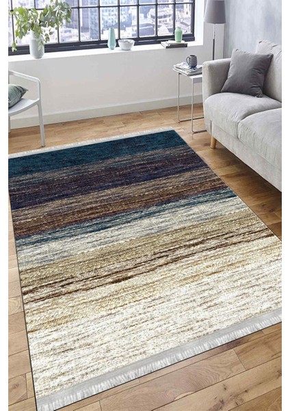 Geçişli Modern Halı Kaymaz Taban Makinede Yıkanabilir Kilim Dot Tabanlı Salon Halısı 0027A