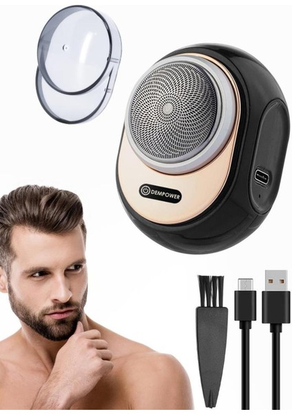 Kompakt Yuvarlak Tıraş Makinesi, Siyah, Seyahat Dostu, Pratik ve Hafif Tasarım