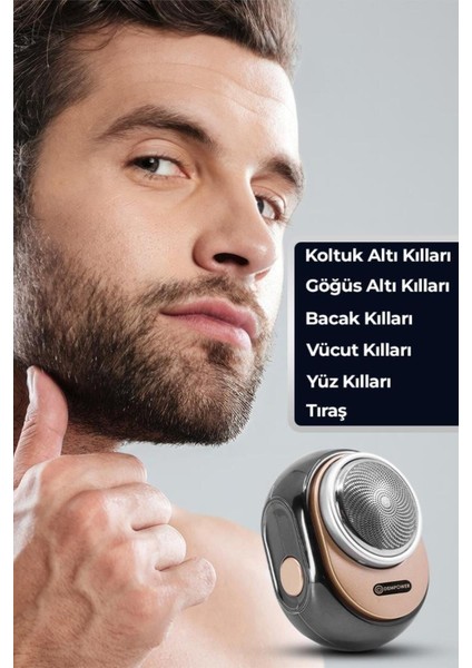 Kompakt Yuvarlak Tıraş Makinesi, Siyah, Seyahat Dostu, Pratik ve Hafif Tasarım