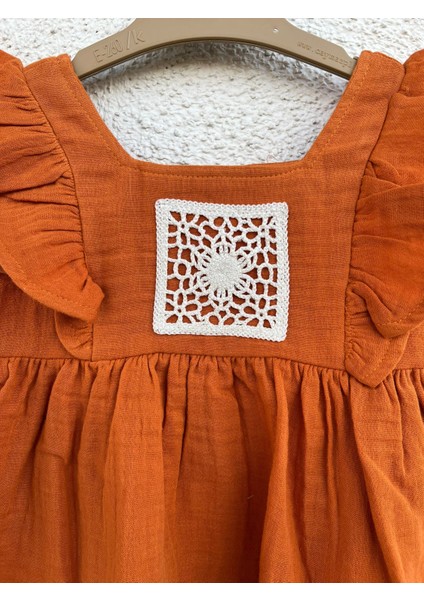 Minigo Kız Bebek Yazlık Müslin Elbise & Kiremit Dantel Detaylı Elbise modelleri