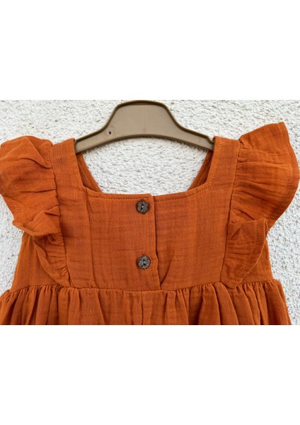 Minigo Kız Bebek Yazlık Müslin Elbise & Kiremit Dantel Detaylı Elbise indirimleri