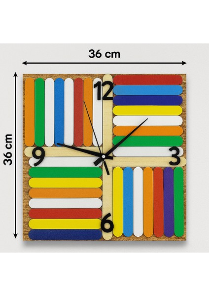 Montessori Ahşap Çubuklu Eğitici Duvar Saati – Sessiz Mekanizmalı fırsatları