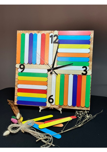 Montessori Ahşap Çubuklu Eğitici Duvar Saati – Sessiz Mekanizmalı indirimleri