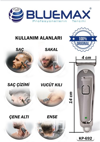 Güçlü ve Yönlü Tıraş Makinesi, Saç, Sakal ve Vücut Kullanımı modelleri