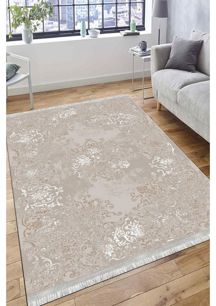 Bohem Desenli Makinede Yıkanabilir Kilim Kaymaz Dot Tabanlı Koridor Antre Halısı 3056A
