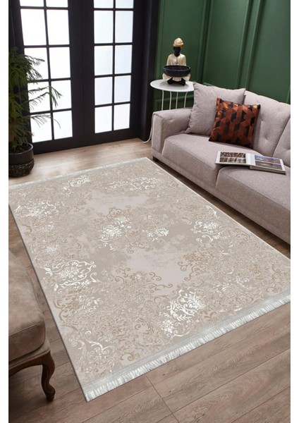 Bohem Desenli Makinede Yıkanabilir Kilim Kaymaz Dot Tabanlı Koridor Antre Halısı 3056A