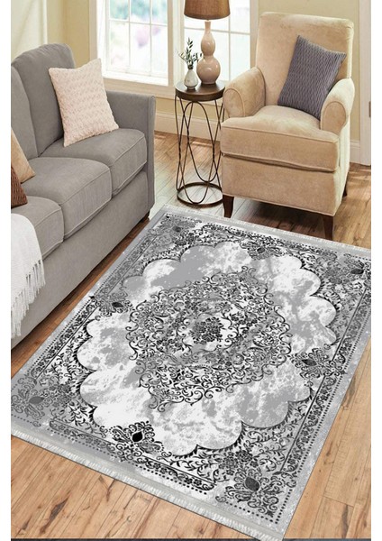 Vintage Desen Kaymaz Taban Halı Makinede Yıkanabilir Kilim Dot Tabanlı Salon Halısı 3017D