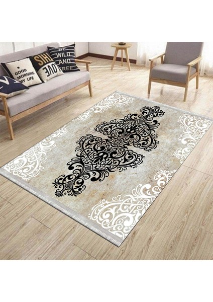 Özel Ölçü Halı Kaymaz Taban Halı Makinede Yıkanabilir Kilim Dot Tabanlı Salon Halısı 3099A