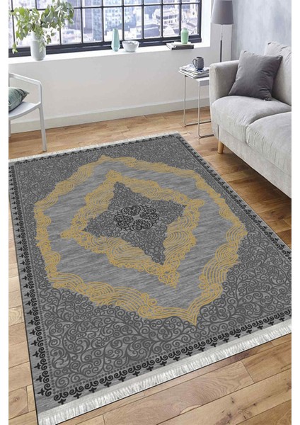 Özel Tasarım Vintage Kaymaz Tabanlı Makinede Yıkanabilir Kilim Dot Tabanlı Salon Halısı 3120A