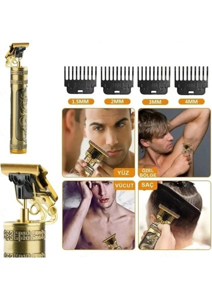 Şarjlı Erkek Tıraş Makinesi, Metal, 4 Farklı Kesim Tarağı modelleri