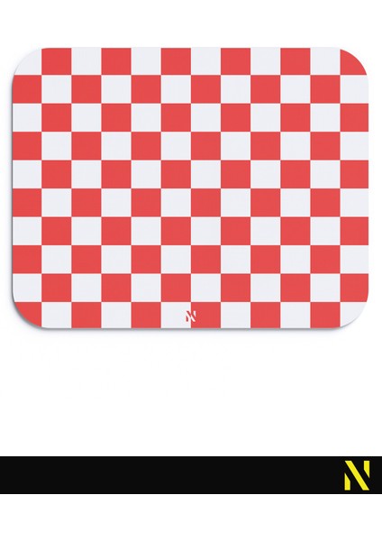 Kırmızı Beyaz Renkli Damalı Geometrik Desenli Ergonomik Mouse Pad - 23 cm x 19 cm - Kaydırmaz Taban Ev ve Ofis Kullanımı Için Ideal Fare Altlığı Mousepad