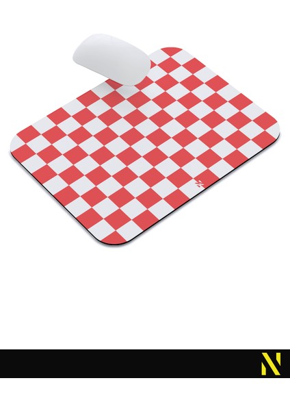 Kırmızı Beyaz Renkli Damalı Geometrik Desenli Ergonomik Mouse Pad - 23 cm x 19 cm - Kaydırmaz Taban Ev ve Ofis Kullanımı Için Ideal Fare Altlığı Mousepad indirimleri