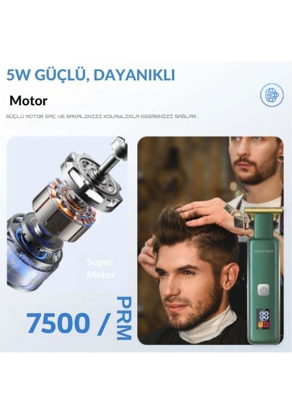 Dijital Şarj Göstergeli Fonksiyonlu Saç Sakal Vücut Kıl Kesme Makinesi