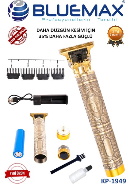 Suya Dayanıklı Budha Desenli Tıraş Makinesi, Şarj Göstergeli