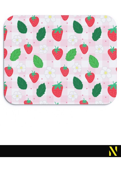 Çilek Desenli Renkli Ergonomik Mouse Pad - 23 cm x 19 cm - Kaydırmaz Taban Ev ve Ofis Kullanımı Için Ideal Fare Altlığı Mousepad