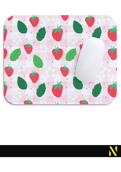 Çilek Desenli Renkli Ergonomik Mouse Pad - 23 cm x 19 cm - Kaydırmaz Taban Ev ve Ofis Kullanımı Için Ideal Fare Altlığı Mousepad fırsatları