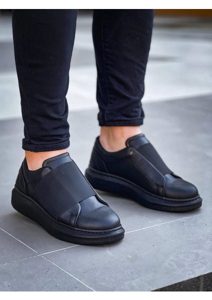 KB-040 Kuback Siyah Cilt Siyah Yüksek Taban Lastikli Günlük Erkek Ayakkabı fiyatları
