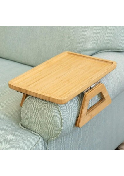 Bambu Kolçak Tepsisi – 33×24 cm | Katlanabilir Koltuk Tepsisi, Doğal Ahşap Kolçak Organizer