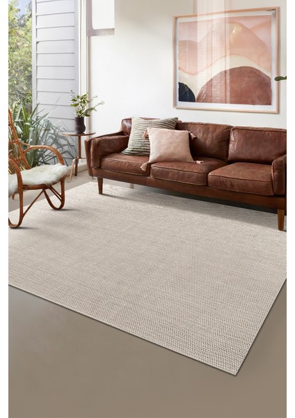 Kaymaz Taban Yıkanabilir Krem Jüt Halı Jüt Kilim Yıkanabilir Örme Krem Sisal Kilim