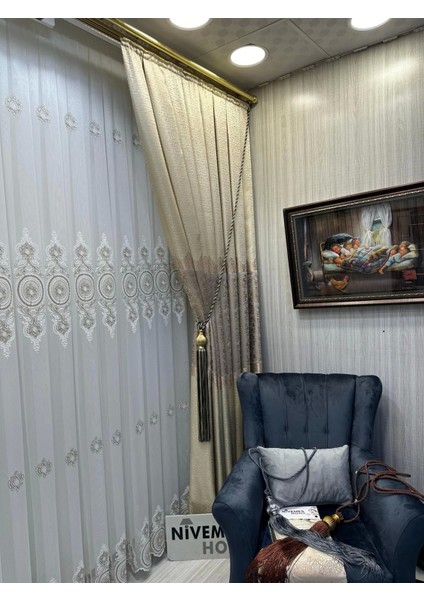 Nivemeshome Osmanlı Motifli 1/3 Sık Pileli Tül Perde Apm modelleri