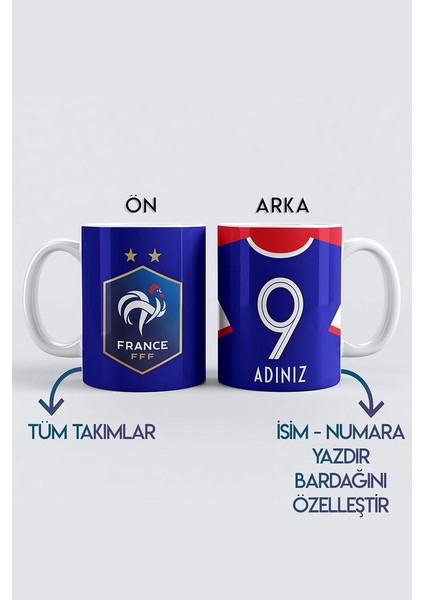Numara Isim Yazdırma, Arsenal, Premier Lig Futbol Temalı, Porselen Kupa Bardak5