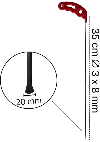 35 cm 3.8 mm Çap Büyük Ağız Balina Kuyruk Çubuk – S15-03