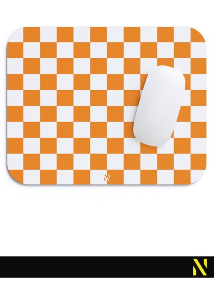 Turuncu Beyaz Renkli Damalı Geometrik Desenli Ergonomik Mouse Pad - 23 cm x 19 cm - Kaydırmaz Taban Ev ve Ofis Kullanımı Için Ideal Fare Altlığı Mousepad fırsatları