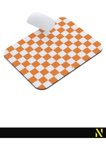 Turuncu Beyaz Renkli Damalı Geometrik Desenli Ergonomik Mouse Pad - 23 cm x 19 cm - Kaydırmaz Taban Ev ve Ofis Kullanımı Için Ideal Fare Altlığı Mousepad indirimleri